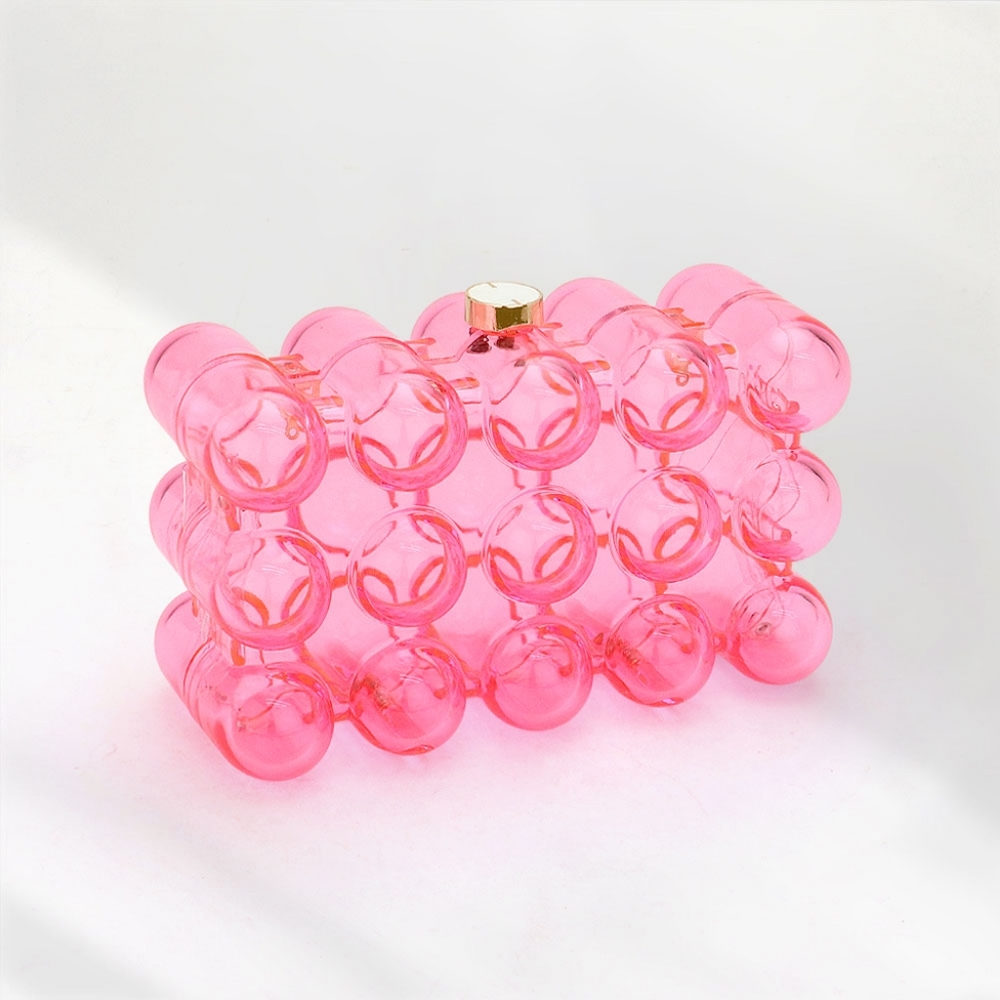 Bubble Transparent Clear Box CrossBody Purse Clutch Bag Pink Women Accessory